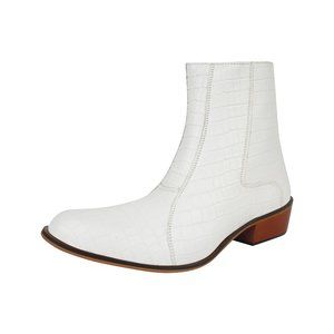 LIBERTYZENO Mens White Croco Boots
